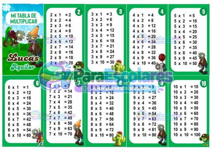 Plants vs Zombies Tabla de Multiplicar
